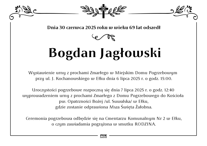 Bogdan Jagłowski - nekrolog